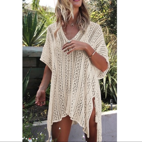 Other - Beige crochet swimsuit coverup.